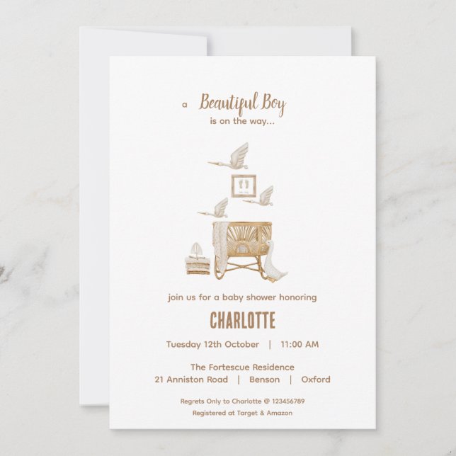 Carte d'invitation Boho Baby shower (Devant)