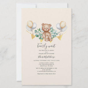 Carte d'invitation budgétaire ours bébé Shower Euc
