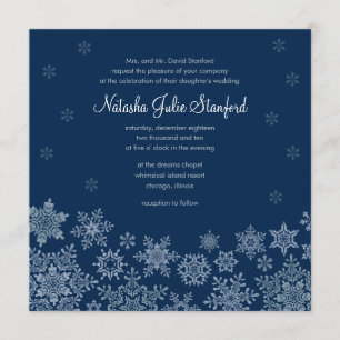 Carte d'invitation Carré Mariage de Snowflakes d'h