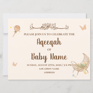Carte d'invitation chic neutre modifiable Aqeeqah