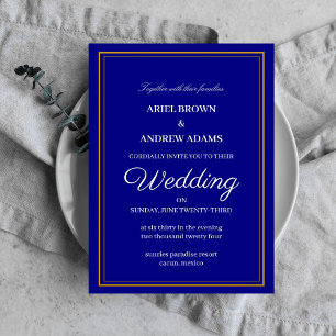 Carte d'invitation Classy mariage Navy Blue