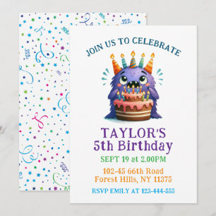Carte d'invitation colorée pour un 5e anniversaire