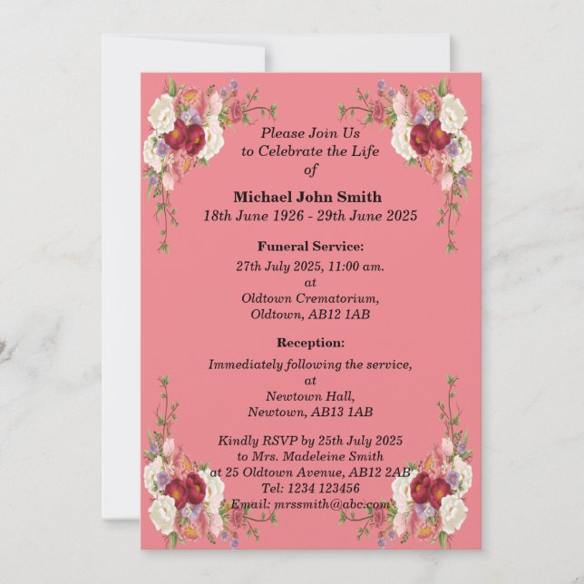 Carte d'invitation commémorative minimaliste perso (Devant)