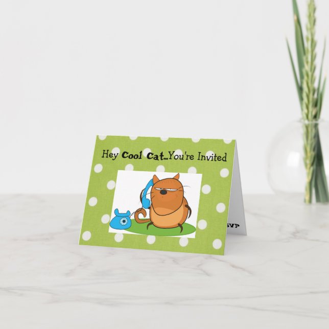 Carte d'Invitation cool Cat Party (Devant)