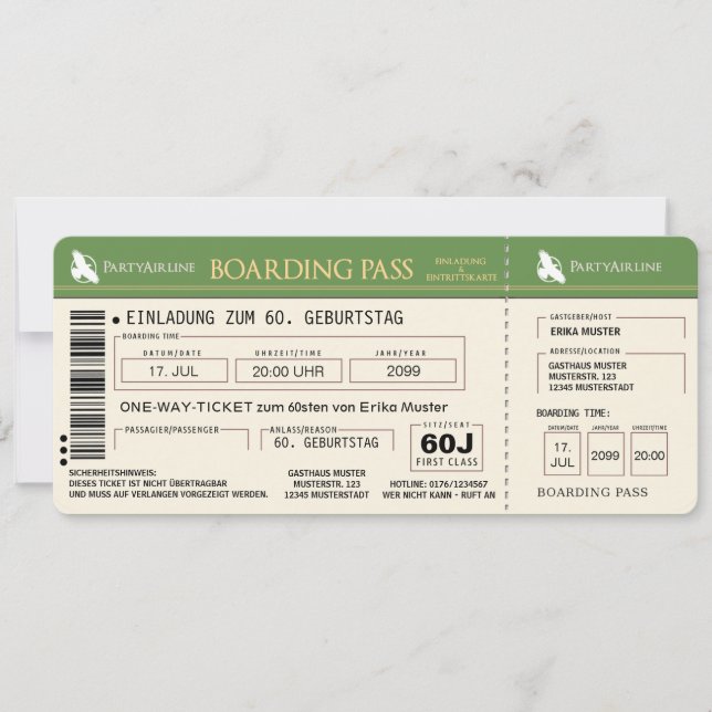 carte d'invitation cool pour 60 ans (Devant)