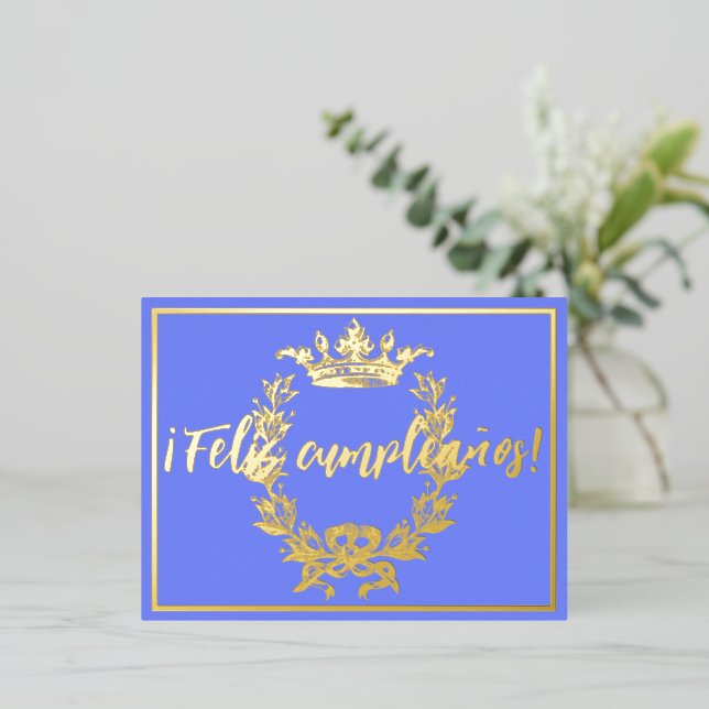 Carte d'invitation Couronne Joyeux Anniversaire ! (Debout devant)