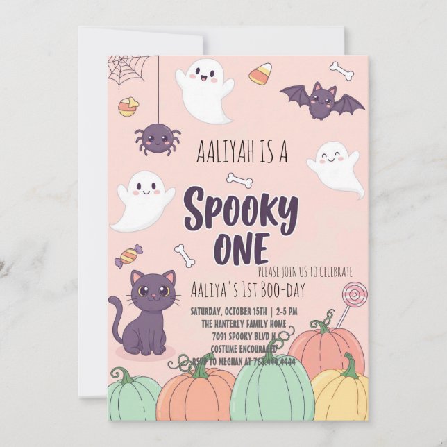 Carte d'invitation Cute Pastel Halloween | Éffraya (Devant)