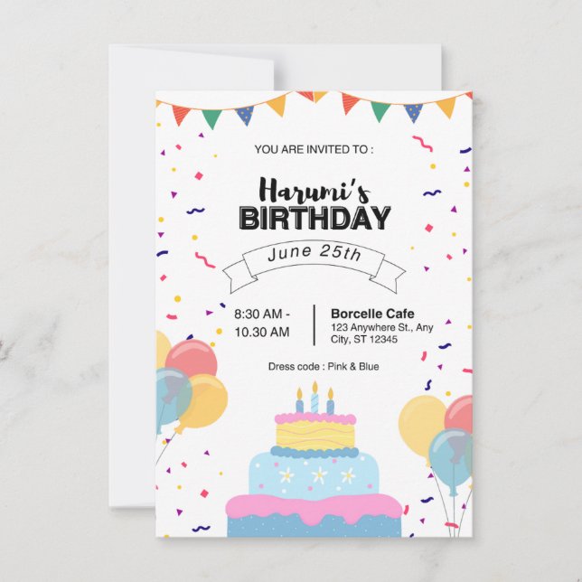 CARTE D'INVITATION D'ANNIVERSAIRE (Devant)