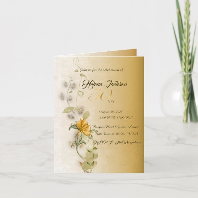 Carte d'invitation d'anniversaire 50 ans Golden 50 (Devant)