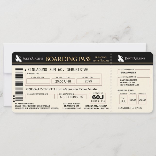 carte d'invitation d'anniversaire 60 ans originale (Devant)