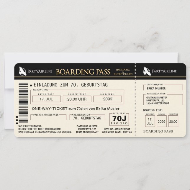carte d'invitation d'anniversaire 70 ans originale (Devant)