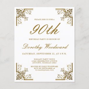 Carte d'invitation d'anniversaire à l'écriture dor