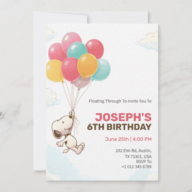 Carte d'invitation d'anniversaire à thème festif c (Devant)