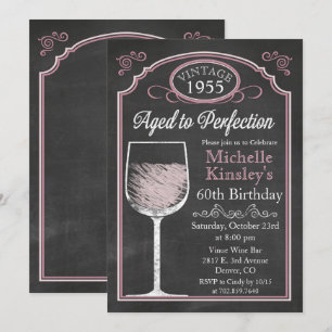 Carte d'invitation d'anniversaire adulte pour vin