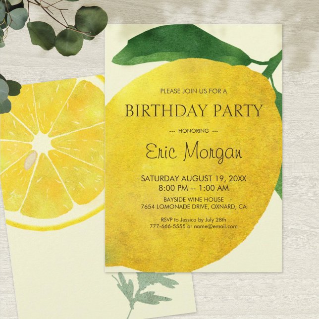 Carte d'invitation d'anniversaire au citron frais (Créateur téléchargé)