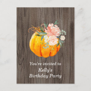 carte d'invitation d'anniversaire automnale floral