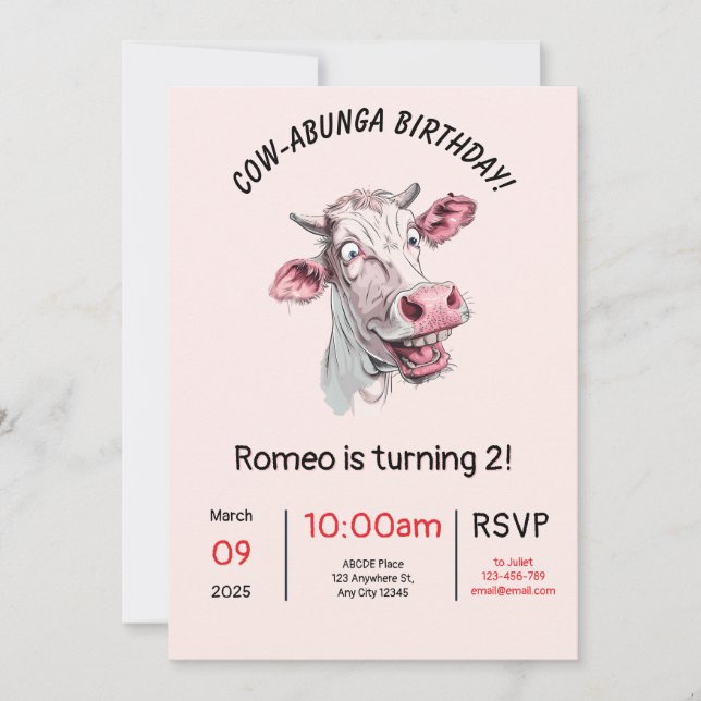 Carte d'invitation d'anniversaire avec sourire mys (Devant)