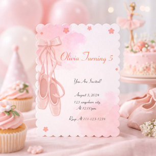 CARTE D'INVITATION D'ANNIVERSAIRE BALLERINE ROSE P