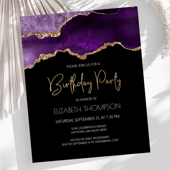 Carte d'invitation d'anniversaire Budget Purple Ag (Créateur téléchargé)