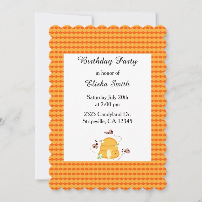 Carte d'invitation d'anniversaire Busy Bees (Devant)