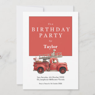 Carte d'invitation d'anniversaire Camion de pompie