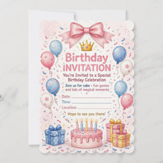 Carte d'invitation d'anniversaire colorée – Fête M