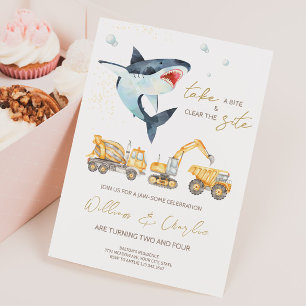 Carte d'invitation d'anniversaire conjoint requin 