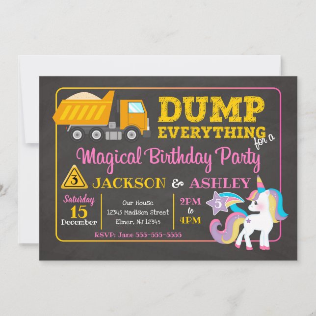 Carte d'invitation d'anniversaire conjointe Constr (Devant)