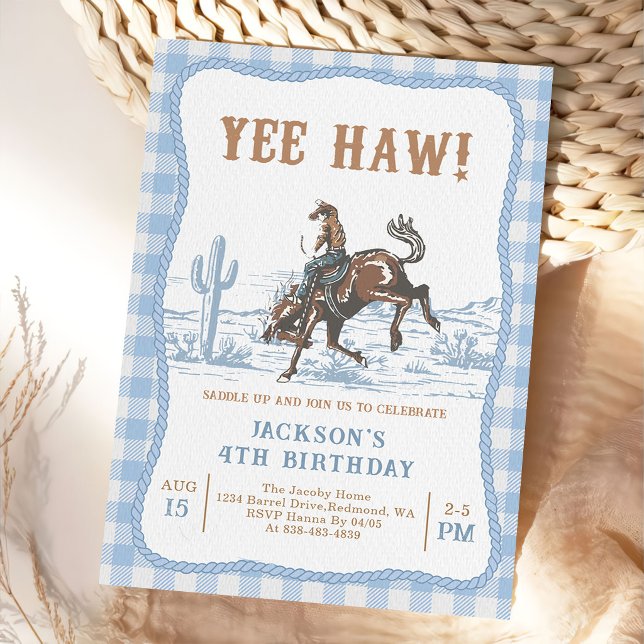 Carte d'invitation d'anniversaire Cowboy Western B (Créateur téléchargé)
