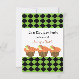 Carte d'invitation d'anniversaire Cupcake Orange