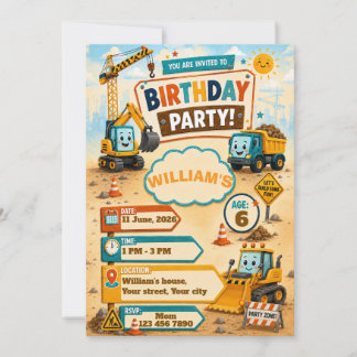 Carte d'invitation d'anniversaire de camion de con