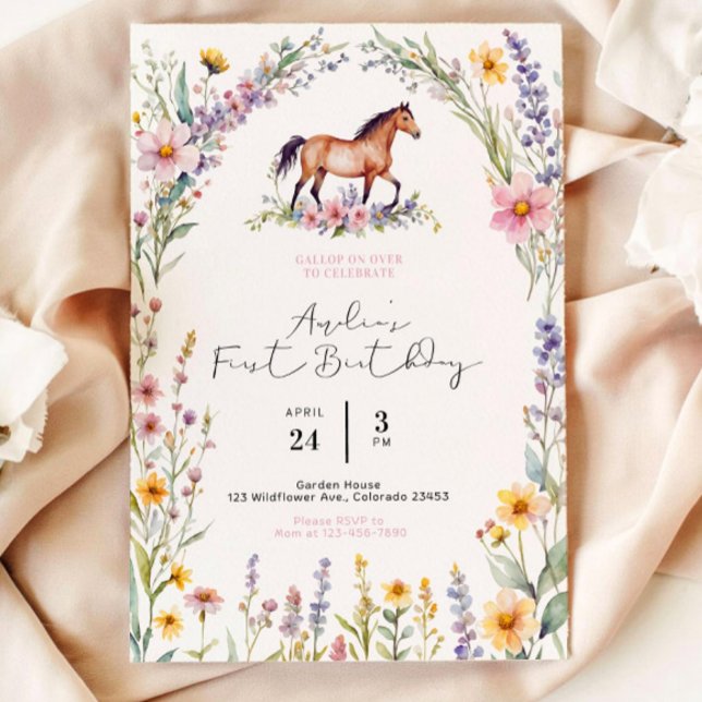 Carte d'invitation d'anniversaire de cheval, modèl (Créateur téléchargé)