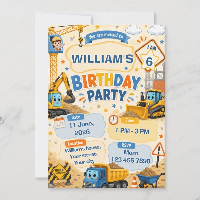 Carte d'invitation d'anniversaire de construction  (Devant)