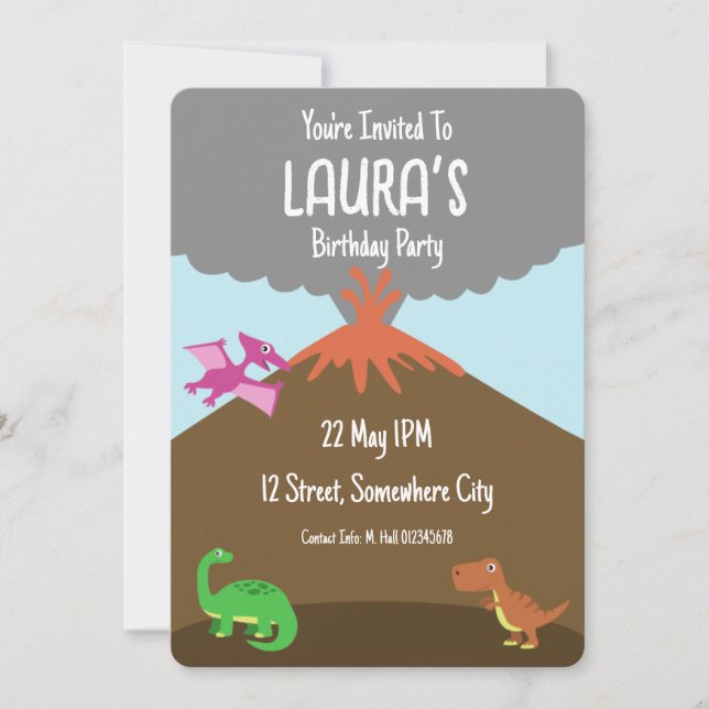 Carte d'invitation d'anniversaire de dinosaure de  (Devant)