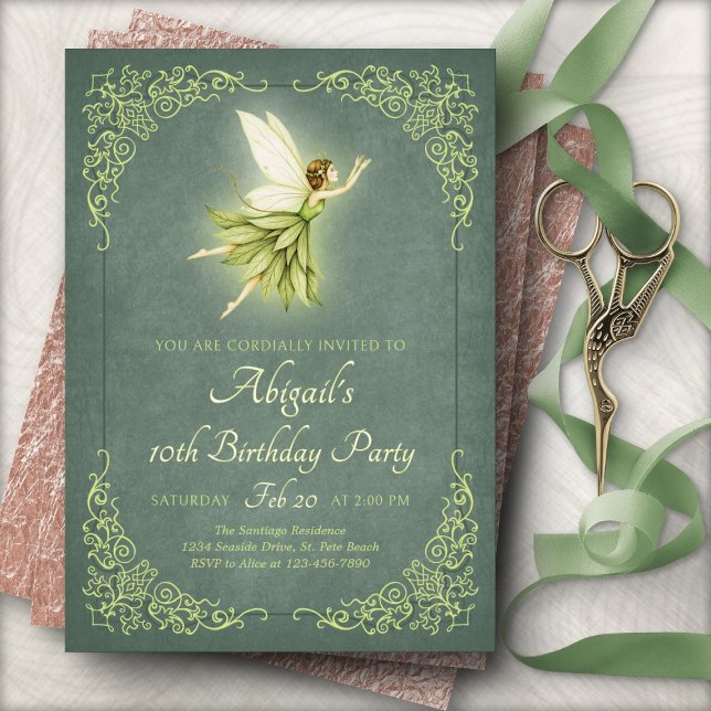 Carte d'invitation d'anniversaire de fée de la for (Créateur téléchargé)