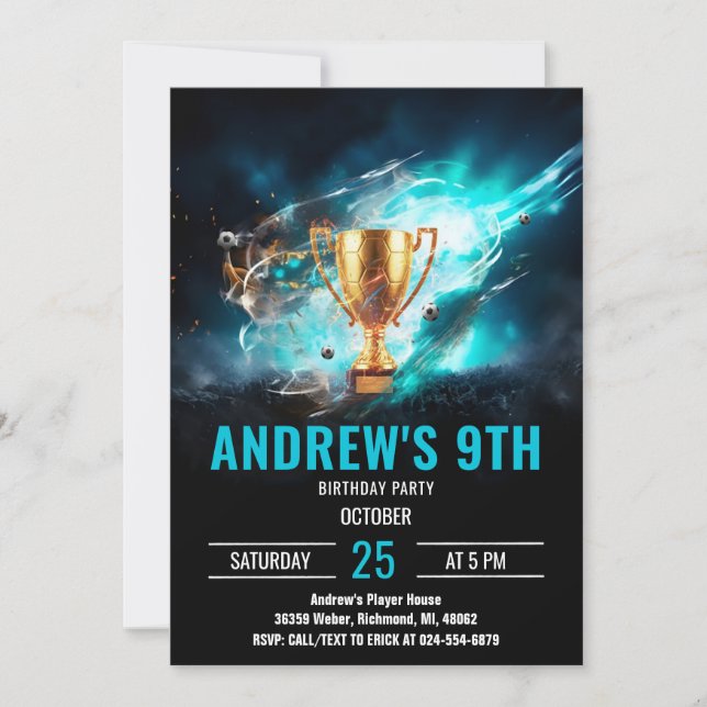 Carte d'invitation d'anniversaire de football mini (Devant)