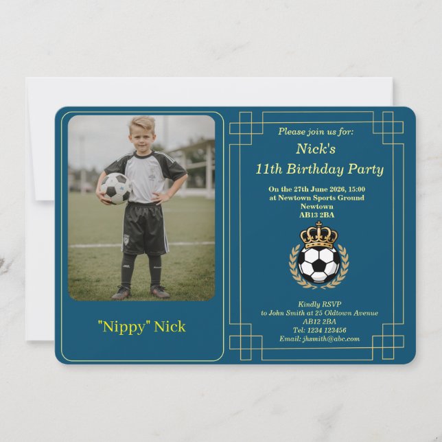 Carte d'invitation d'anniversaire de football pour (Devant)