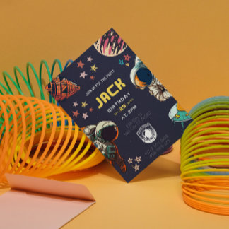 Carte d'invitation d'anniversaire de l'astronaute 