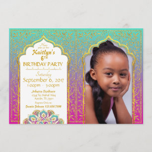 Carte d'invitation d'anniversaire de mille et une