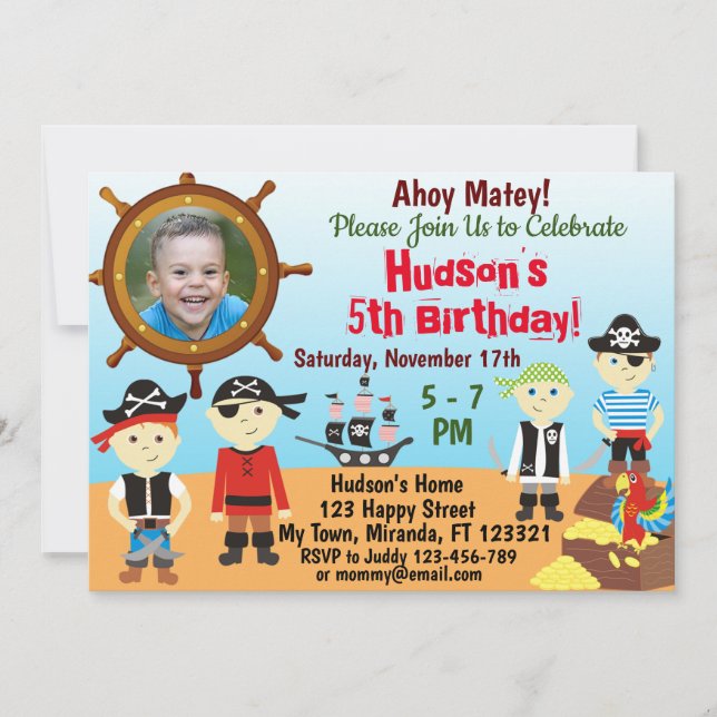 Carte d'invitation d'anniversaire de petits garçon (Devant)