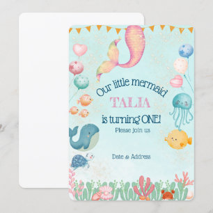 Carte d'invitation d'anniversaire de sirène person