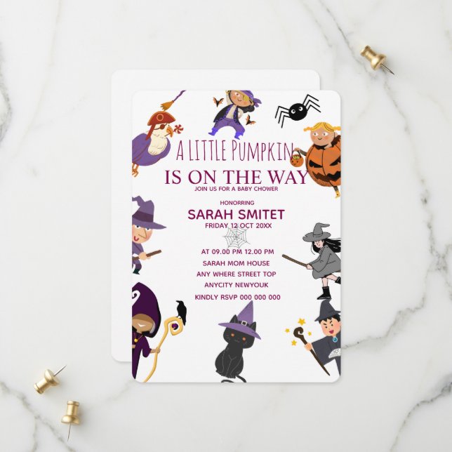 Carte d'invitation d'anniversaire de tous les mons (Devant/Arrière en situation)