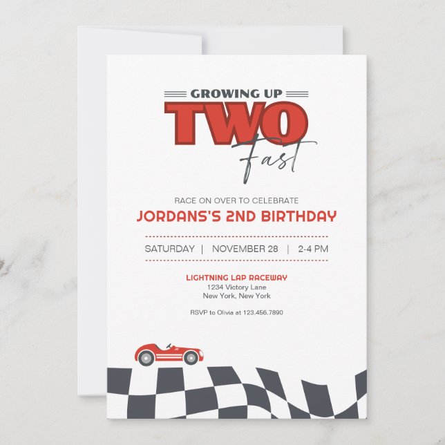 Carte d'invitation d'anniversaire de voiture de co (Devant)