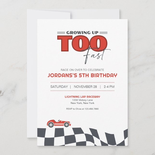 Carte d'invitation d'anniversaire de voiture de co (Devant)