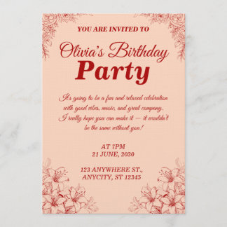 Carte d'invitation d'anniversaire élégante – Dessi