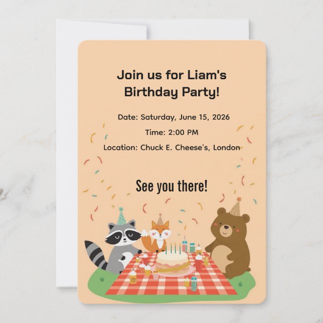 Carte d'invitation d'anniversaire enfantin – Fête  (Devant)