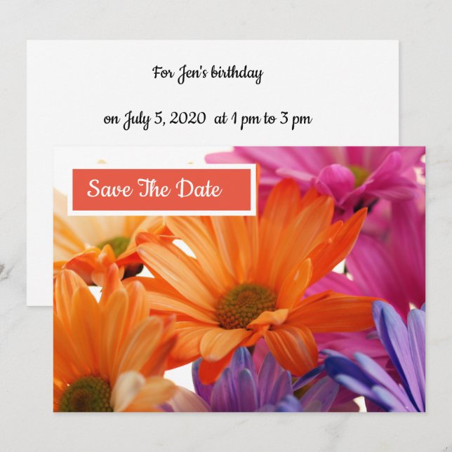 Carte d'invitation d'anniversaire Enregistrez la d (Devant / Derrière)
