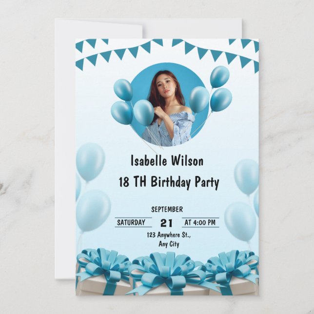Carte d'invitation d'anniversaire florale élégante (Devant)