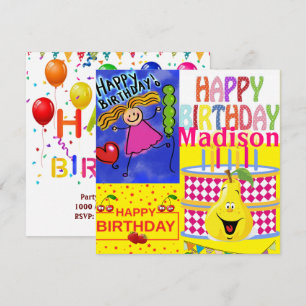 Carte d'invitation d'anniversaire Gâteau Poire Fru