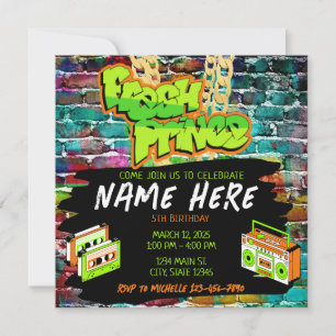 Carte d'invitation d'anniversaire Hip Hop Fresh Pr